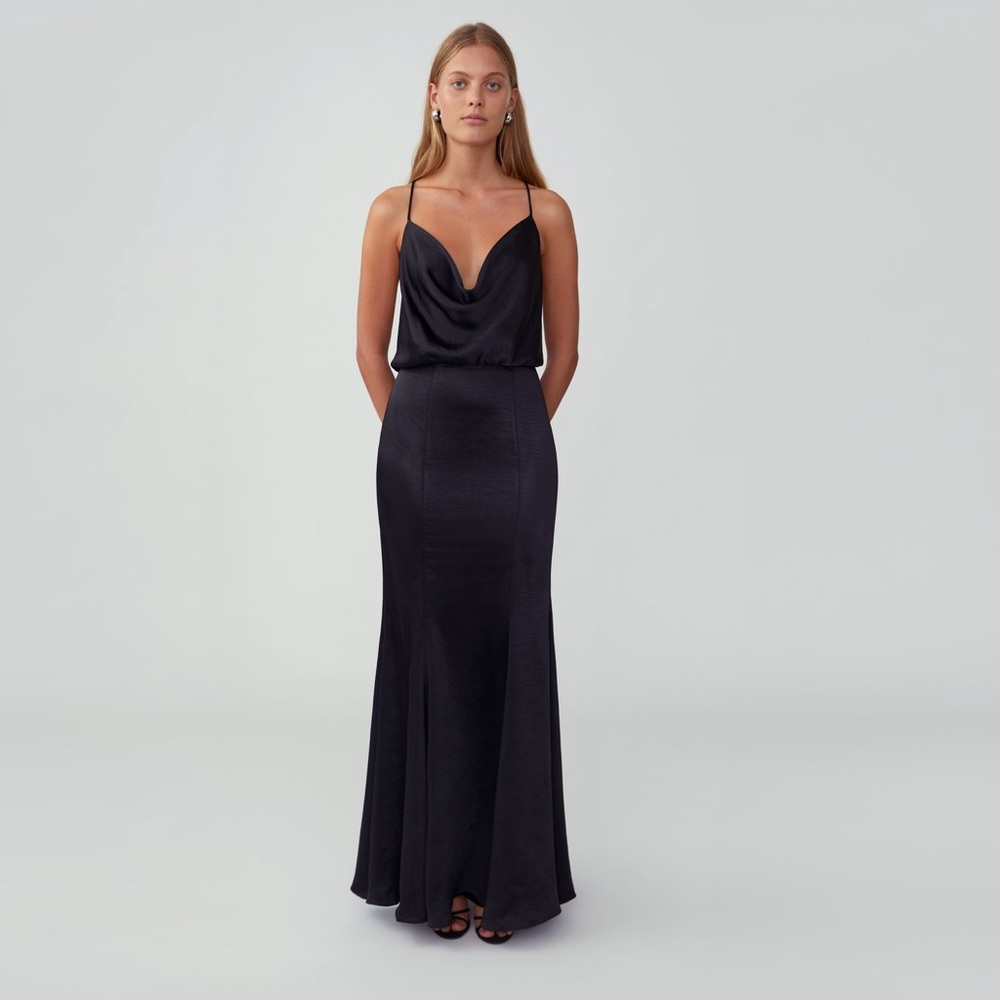 Fame and Partners Champagne Cowl Neck Mermaid Maci Slip Dress size 4